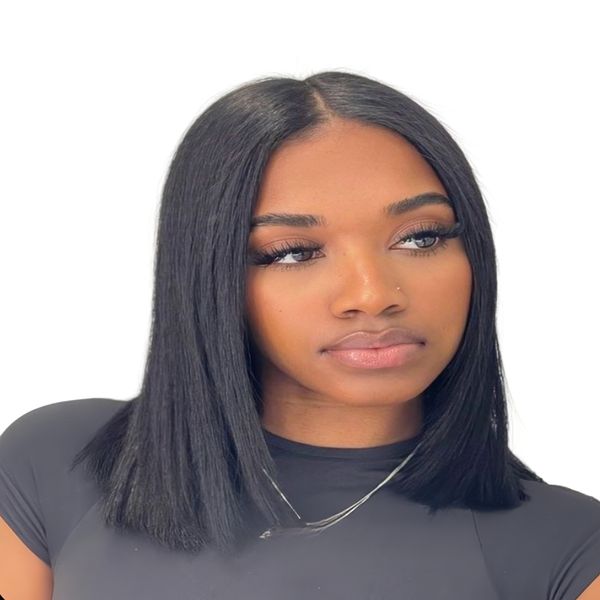 Luvée 14-inch Bob Straight Wig Full Frontal Human Hair Transparent Lace