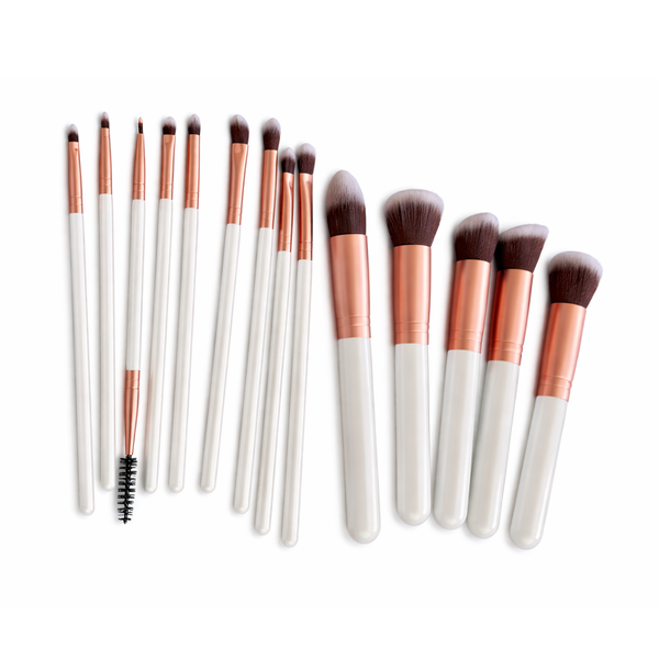 14-Piece Makeup Brush Set | White &amp; Rose Gold