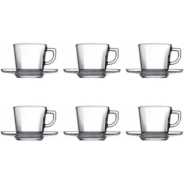 Cup &amp; Saucer Set 12 Piece Glass Carre