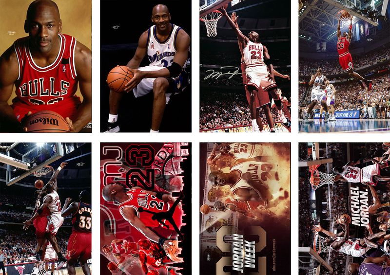 8 Pieces NBA Michael Jordan Posters 11.5x16.5 Inch