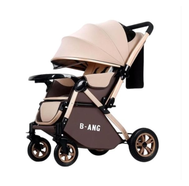 Foldable Baby Umbrella Stroller with Shock-Absorbing Wheels-Brown