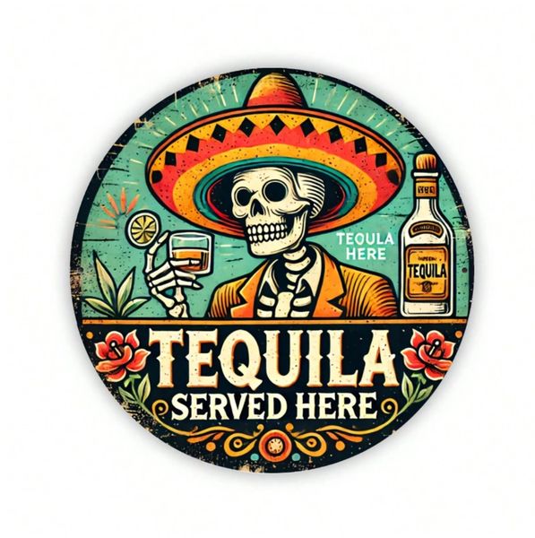 Tequila Sold Here Round Vintage Bar Sign (20cm)
