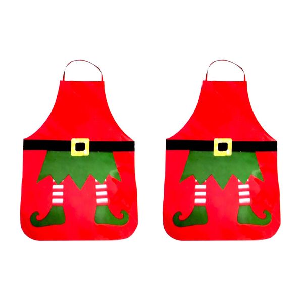 Set Of 2 Christmas Festive Elf Design Dress Up Aprons - 77cm