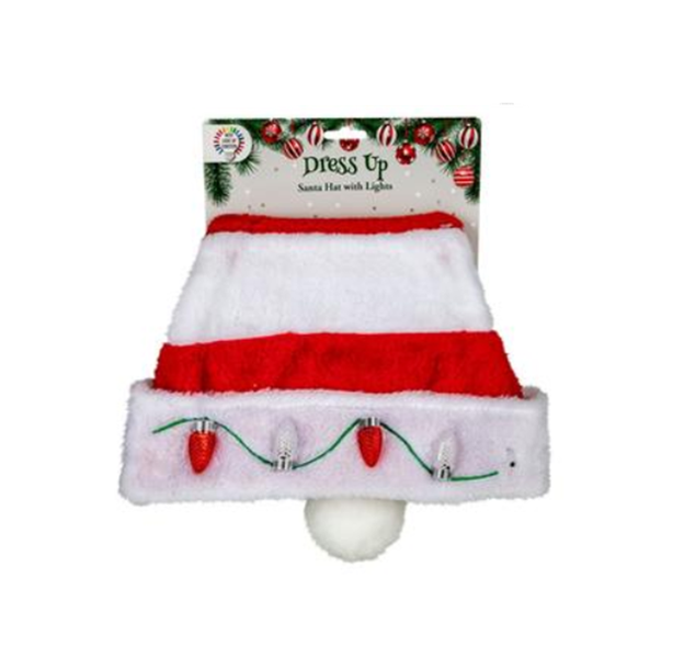 Battery Operated Flashing Light Santa Dress Up Hat