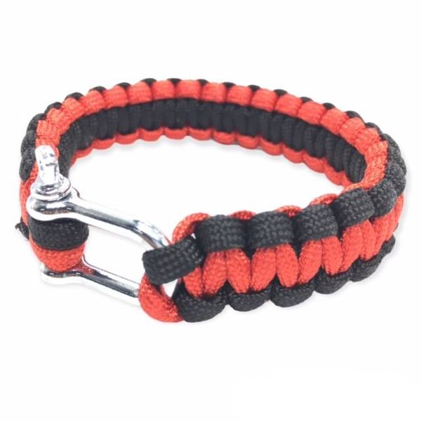 Paracord Hand Bracelets 25cm Metal Lock - Red And Black