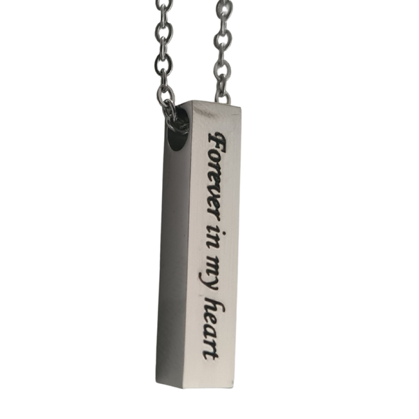 Plain Memorial Pendant &amp; Chain - Stainless Steel Cremation Jewellery