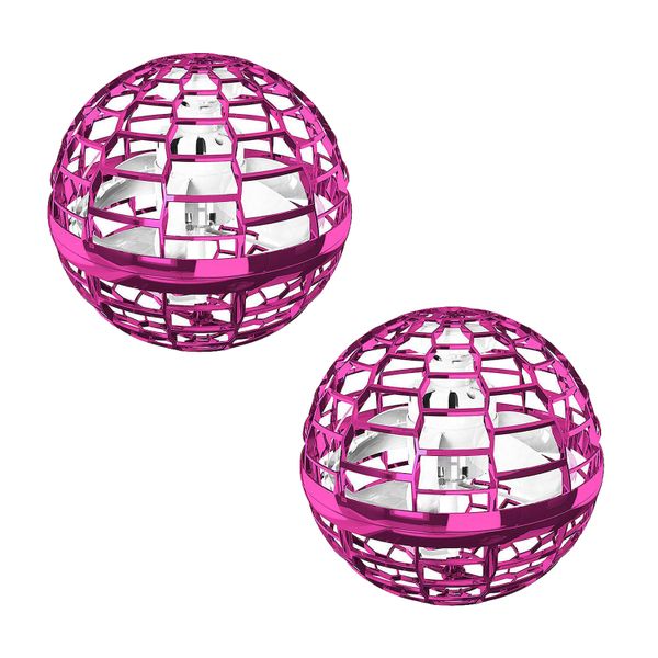 Flying Spinner Ball - Hand Controlled Mini Drone LED Ball - Pink - 2 Pack