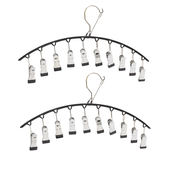 Bestby - Stainless Steel Pant Hangers With 10 Rubber Coated Clips - 2 Pack