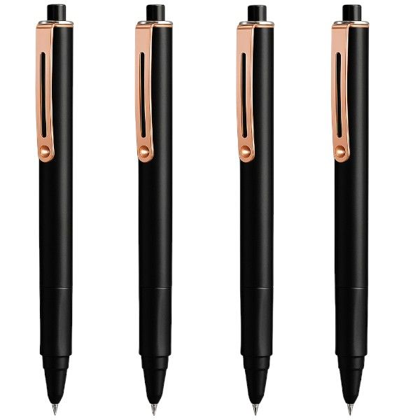 4 Pack - Ballpoint Pen Set With Gold Clip