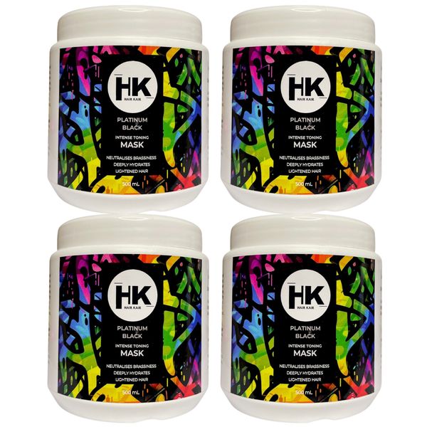 HK Platinum Black Toning Mask 4-Pack 500ml - Neutralises Yellow Tones