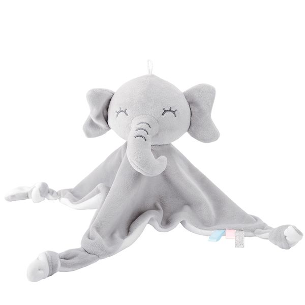 Babeniq Baby Security Blankie, Stuffed Elephant Security Blanky for Babies
