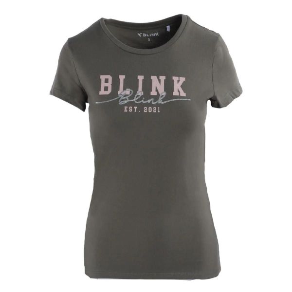 Blink Womens T-Shirt Short Sleeve Metallic Logo Round Neck Cotton