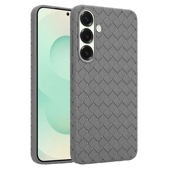 Luxury Cover with Grey Woven Pattern Compatible with Samsung Galaxy S25 Ultra