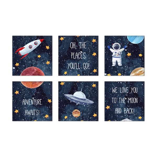 Nursery Wall Art - Space Set - Canvas Memory Block Set of 6