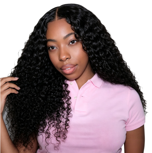 Black In 22 inch Curly Wig Free Parts 13X4 Full Frontal 15A Glueless Hair