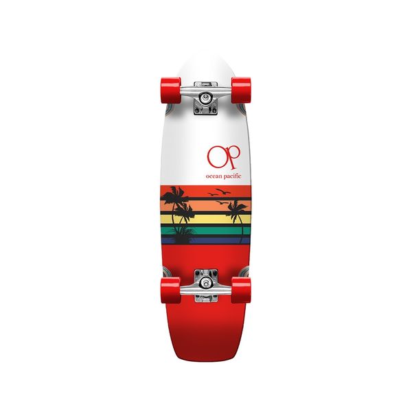 Ocean Pacific Skateboard Complete | Sunset Cruiser | White/Red | 30" 8.75