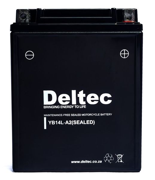 Motorcycle Battery - Deltec 14A/H:FB-14L-A2