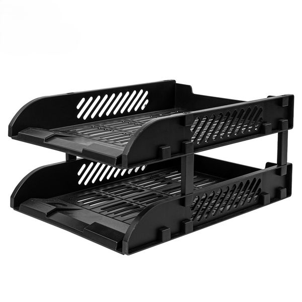 Plastic 2-Tier Letter Tray - Black (9216)