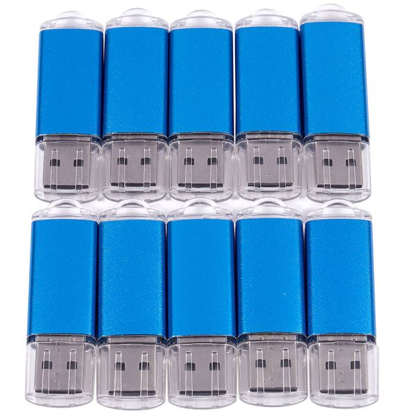 128MB USB 2.0 Memory Sticks (10-Pack) - Blue Flash Drives for Gifting