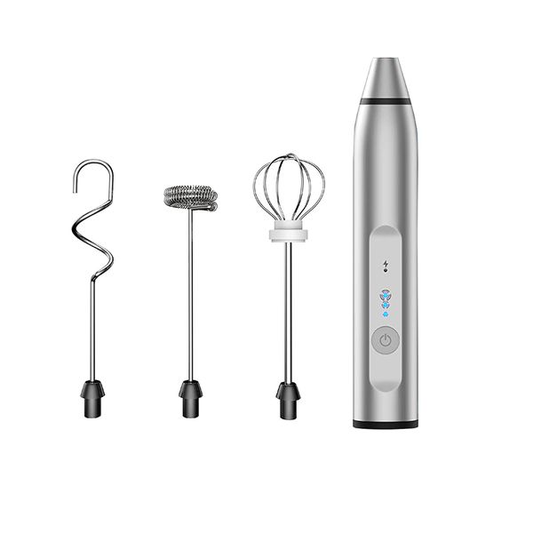 Handheld 3-Speed USB Electric Milk Frother Egg Blender with 3 Heads