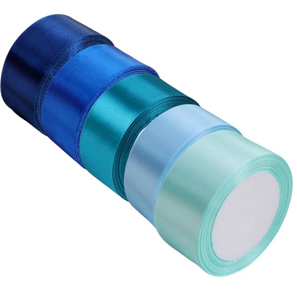 4cm Satin Ribbon Rolls, 5-Pack - Assorted Colors for Gift Wrapping, Crafts