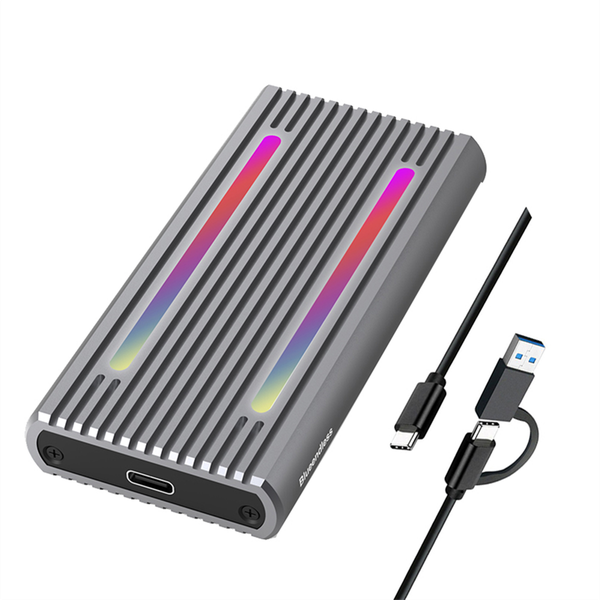 USB C Dual Protocol M2 NVMe SSD Enclosure 10Gbps with RGB LED Light