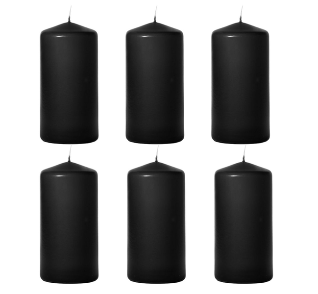 6 Piece Pillar Candles - Black