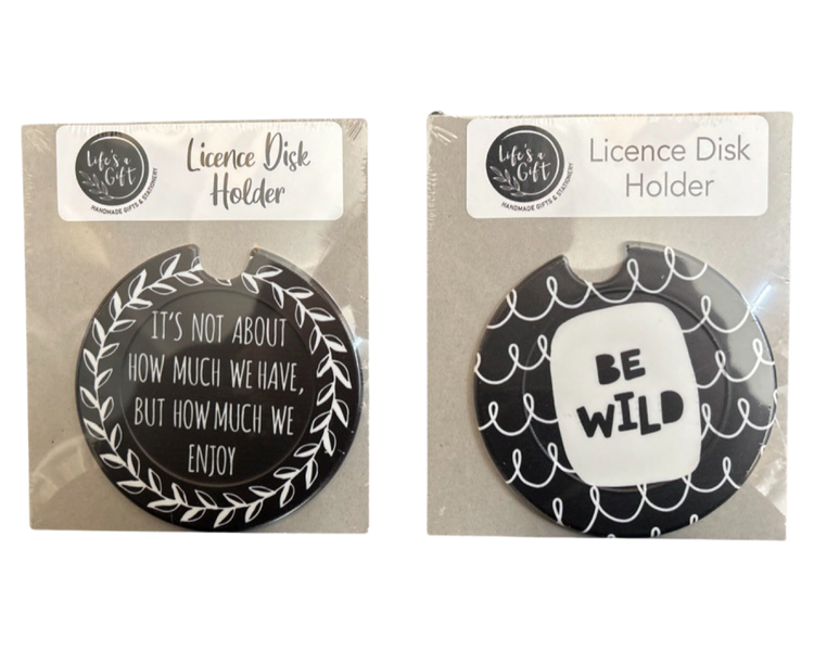 License Disk Holders with inspirational Quotes