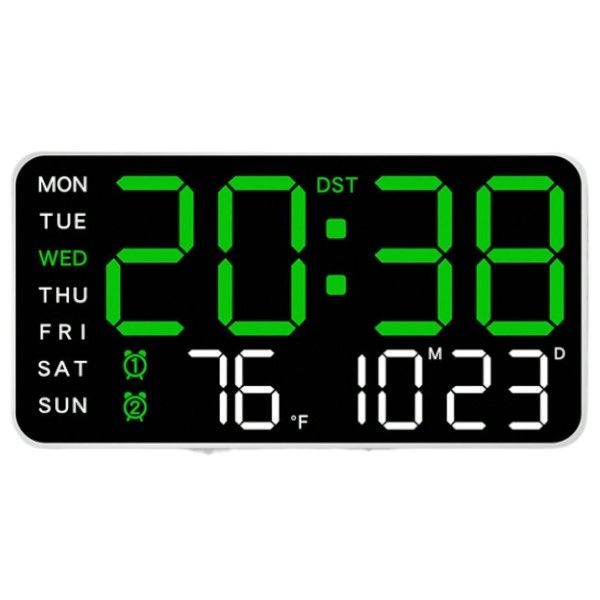 LED Digital Wall Clock with Multifunctional Display features - Black and Blue