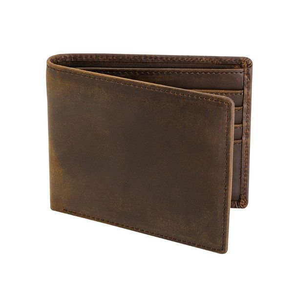 Slim Brown Men's Wallet with RFID Protection and Card Slots - Brown - 13.4CM