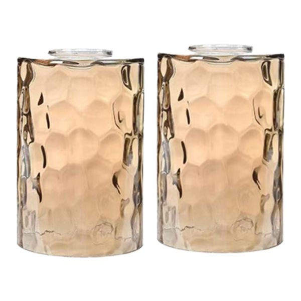 Decor Cylindrical-Shaped Transparent Glass Pendant Lampshades 2pc -15cm