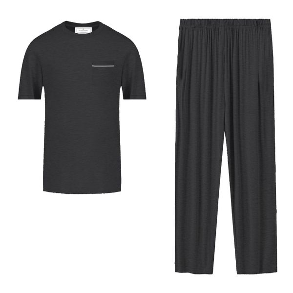 Pj Warehouse Men's Black Short Top Long Pants Pj image