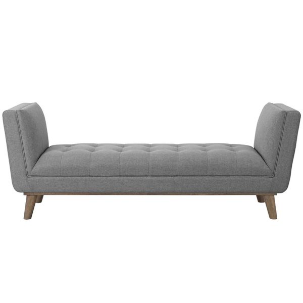 Azure Haven Tufted Button Bench In Grey Velvet image