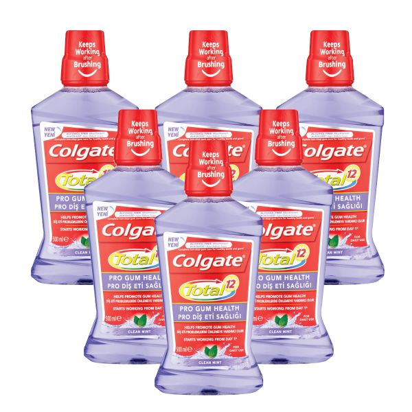 Colgate Total 12 AntiGerm Mouthwash, Pro Gum Health - 6 X 500ml