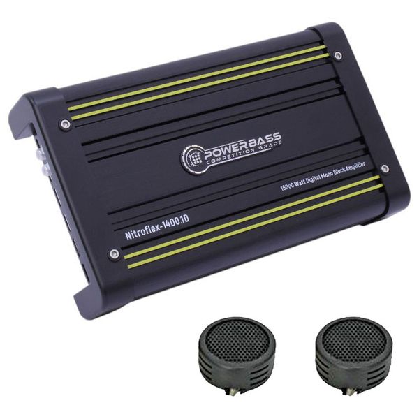 Powerbass NitroFlex-1400.1D 1600 Watts Monoblock Amplifier &amp; Evo Tweeters
