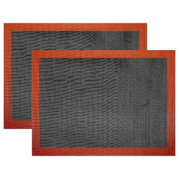 Multipurpose Silicone Baking Mats With Fiberglass Mesh - Black - Set of 2