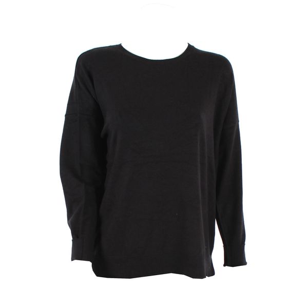 Blackcherry Black Crew Neck Jumper With Ribbed Finish