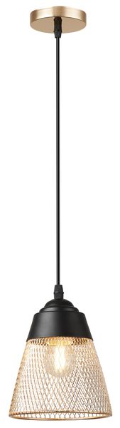 Elegant Gold Mesh &amp; Matte Black Pendant Light - PEN863