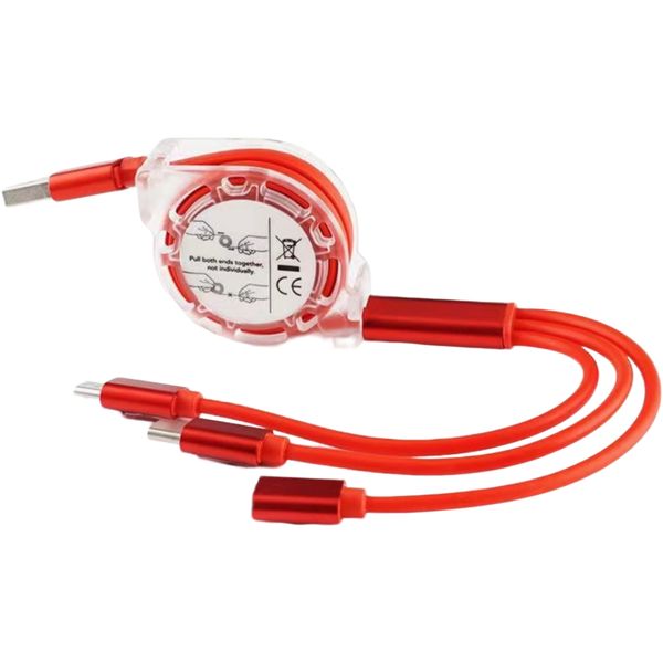 3-In-1 Retractable Data Cable-Fast Charging- Compatible With iPhone/Android/Type-c
