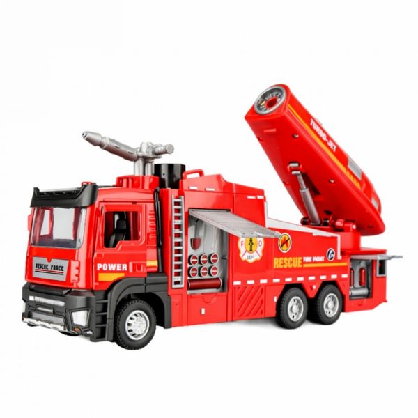 QYNIAL Alloy Fire Truck Toy: Water-Spraying, Lights &amp; Sounds for Kids
