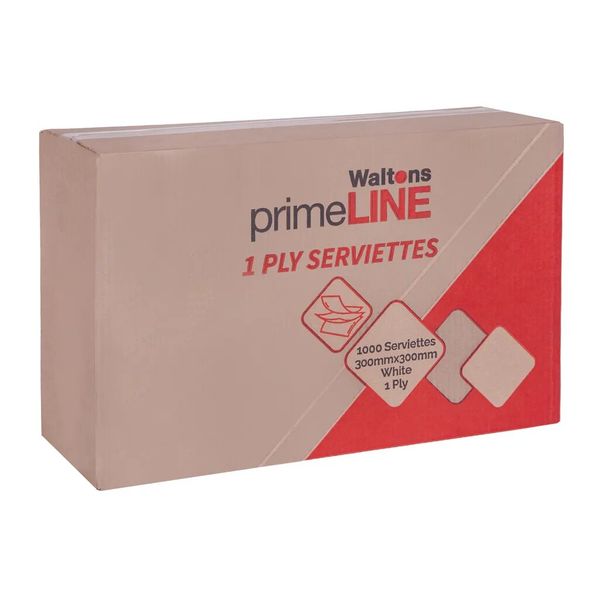 Waltons Primeline 1 Ply White Paper Serviettes (Pack of 1000)