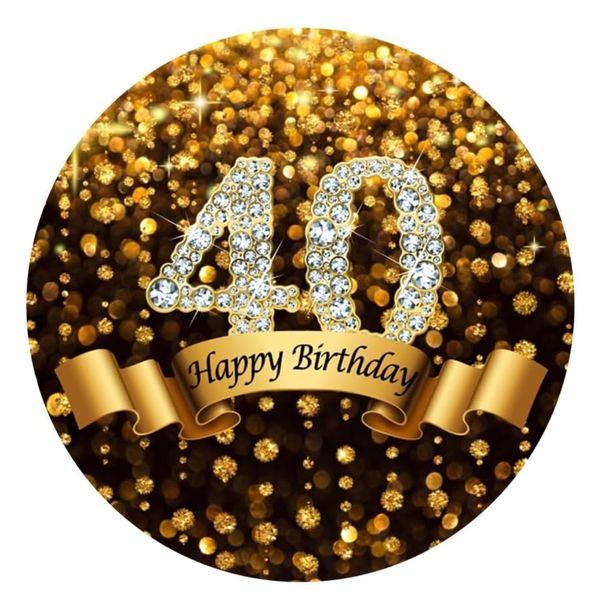 Happy 40th Birthday Round Wooden Vinyl Signage 40CM
