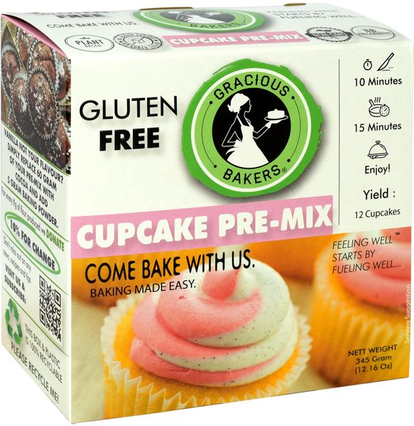 3 X Gracious Bakers Allergen-Free Cupcake Pre-Mix -( 3 x 345 Gram)