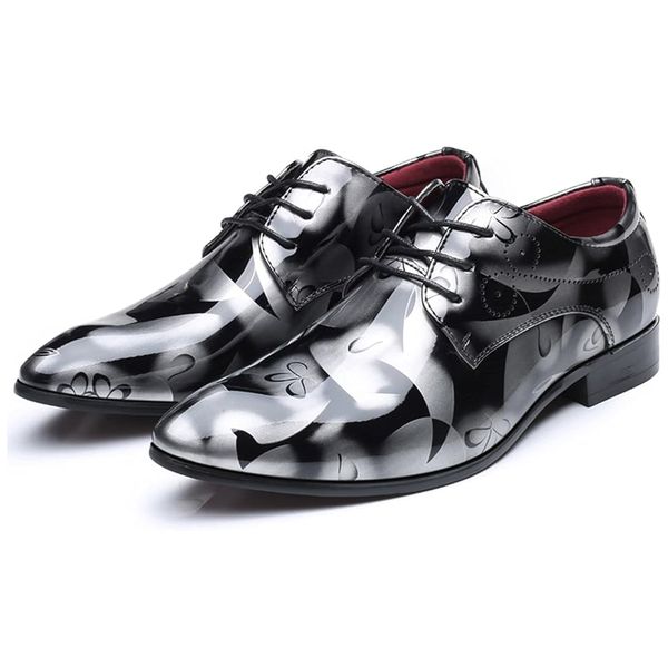 Men's Dress Shoes Crystal Print Pointed Shoes Party Wedding Business Shoes