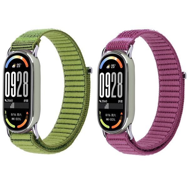 2 Pack Braided Nylon Sport Bands Compatible with Xiaomi Mi Band 8/9/10/NFC