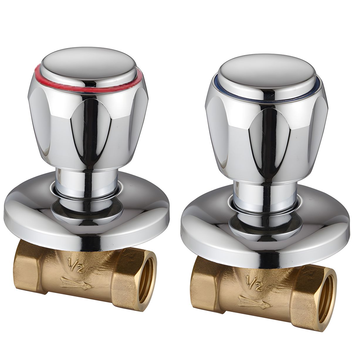 2Pcs Shower Valve 1/2 Concealed Brass Shut Off Valve Cold Hot Faucet Valve
