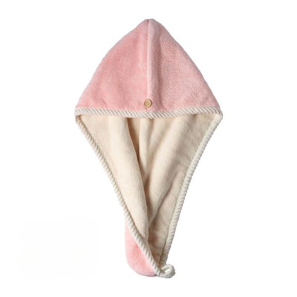 Hair Drying Water Absorbent Microfiber Towel Cap - Pink