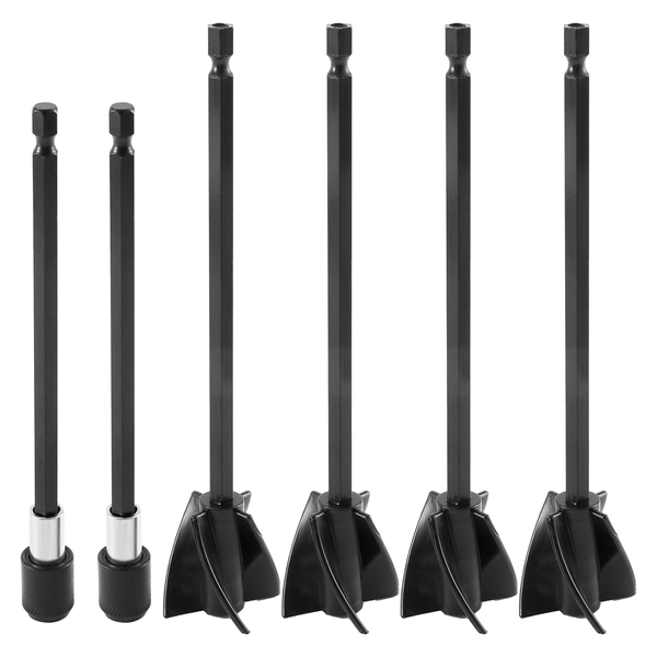 4Pcs Paint Stirrer Resin Drill Mixer Paddles and 2Pcs Extension Rods
