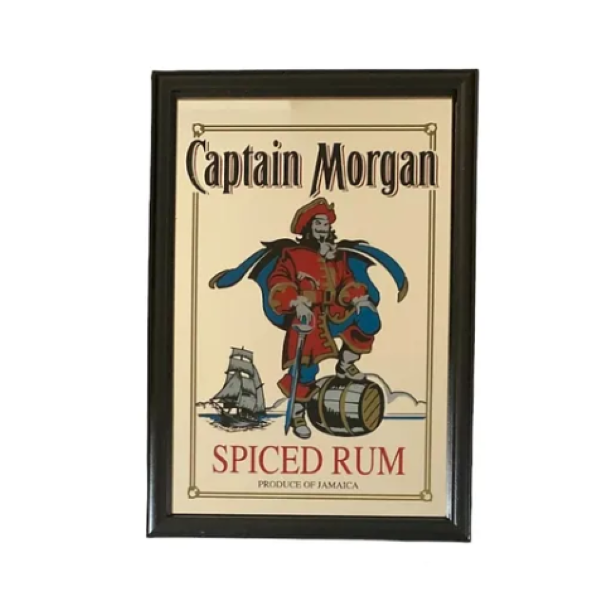 Captain Morgan Wood Frame Rectangular Glass Mirror