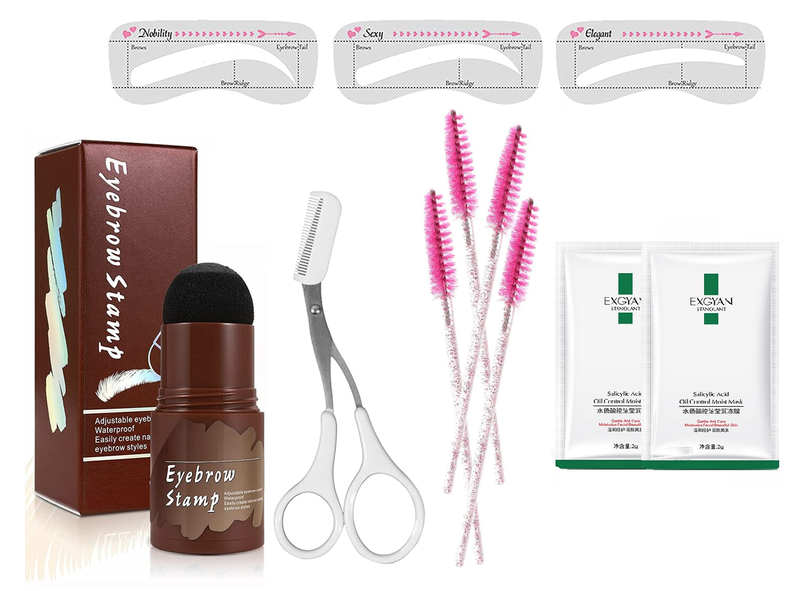One Step Eyebrow Stamp &amp; Stencil Shaping Kit - Dark Brown